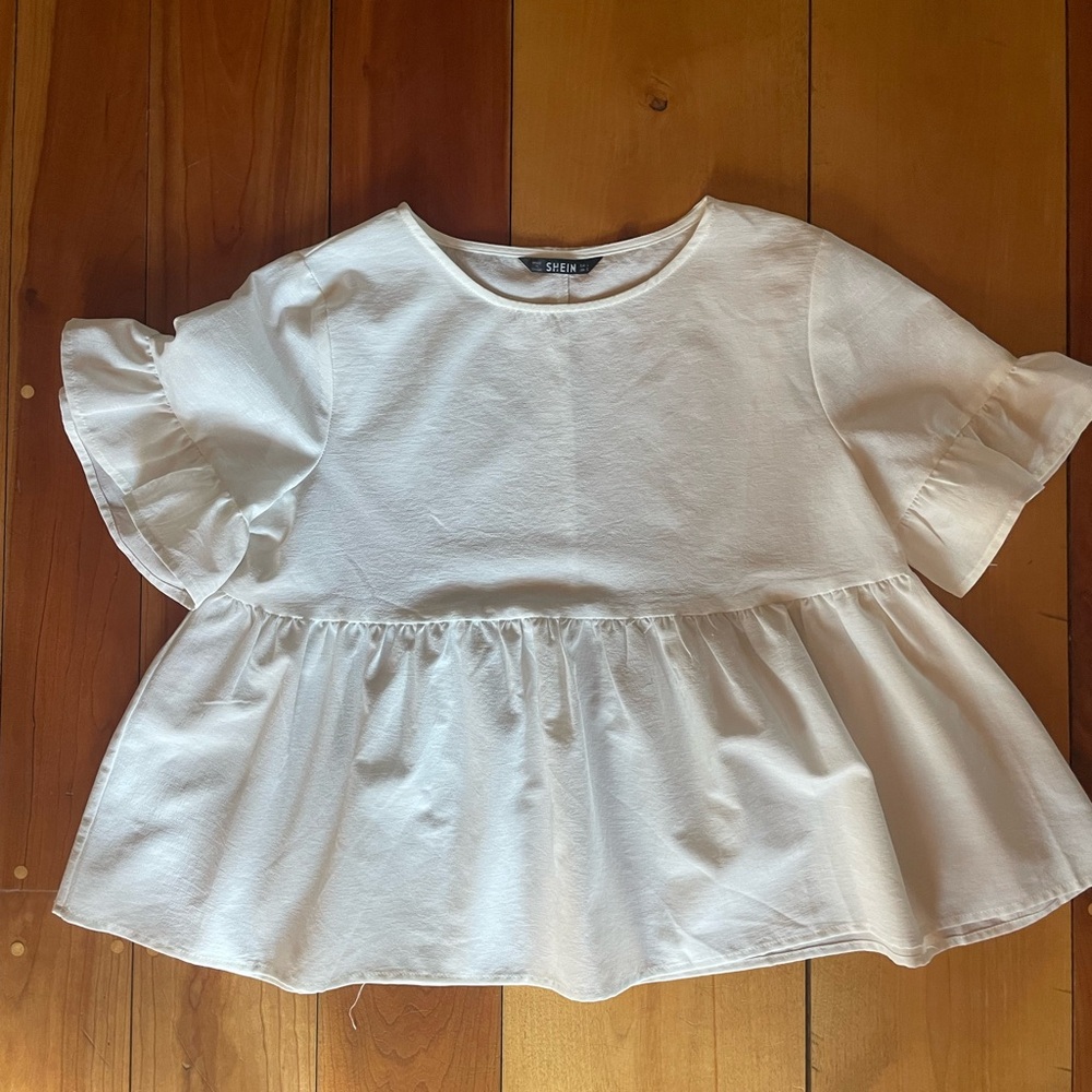 SHEIN Baby Doll White Ruffle Top